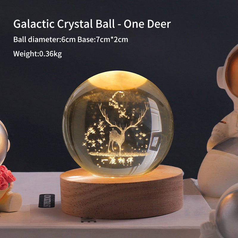 Crystal Ball Galaxy Night Light Decoration 3D Laser