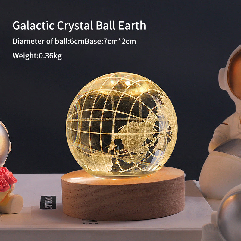 Crystal Ball Galaxy Night Light Decoration 3D Laser