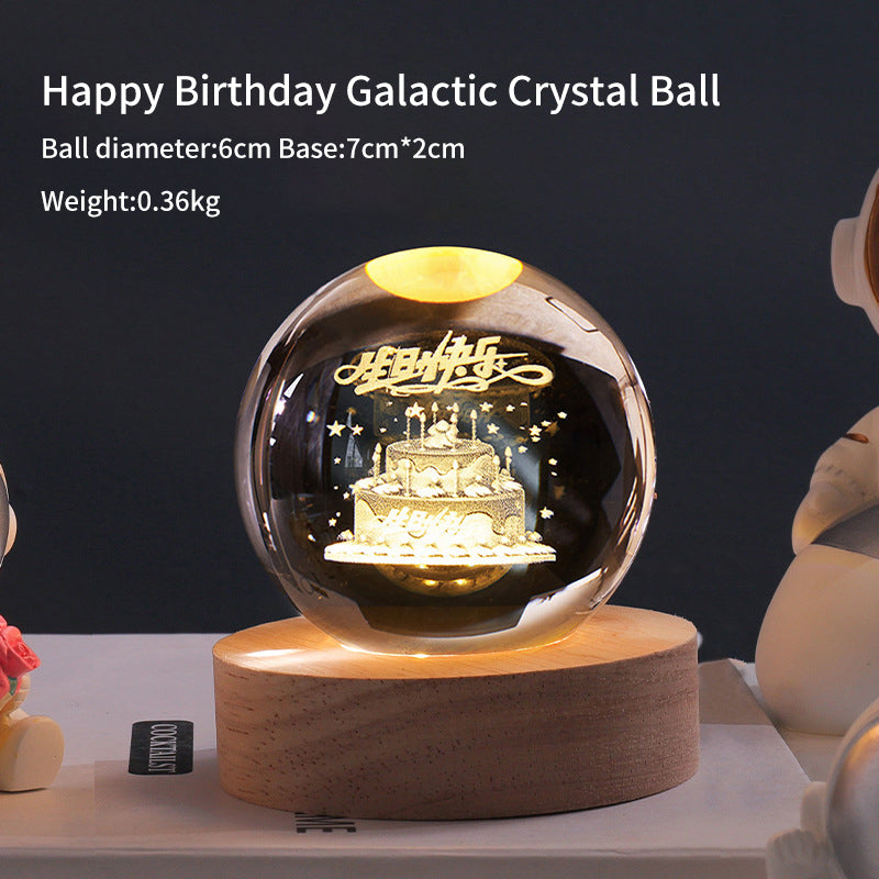 Crystal Ball Galaxy Night Light Decoration 3D Laser