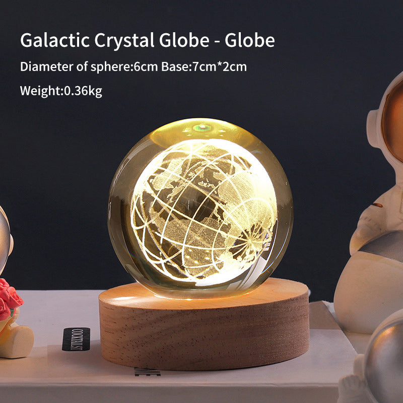 Crystal Ball Galaxy Night Light Decoration 3D Laser