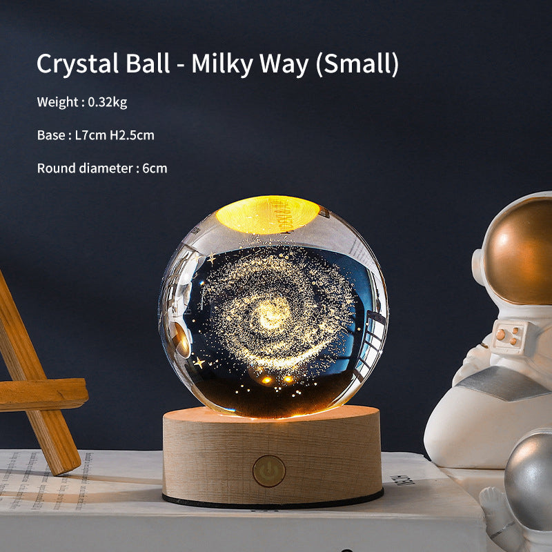 Crystal Ball Galaxy Night Light Decoration 3D Laser
