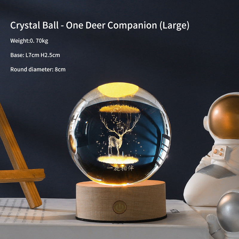 Crystal Ball Galaxy Night Light Decoration 3D Laser