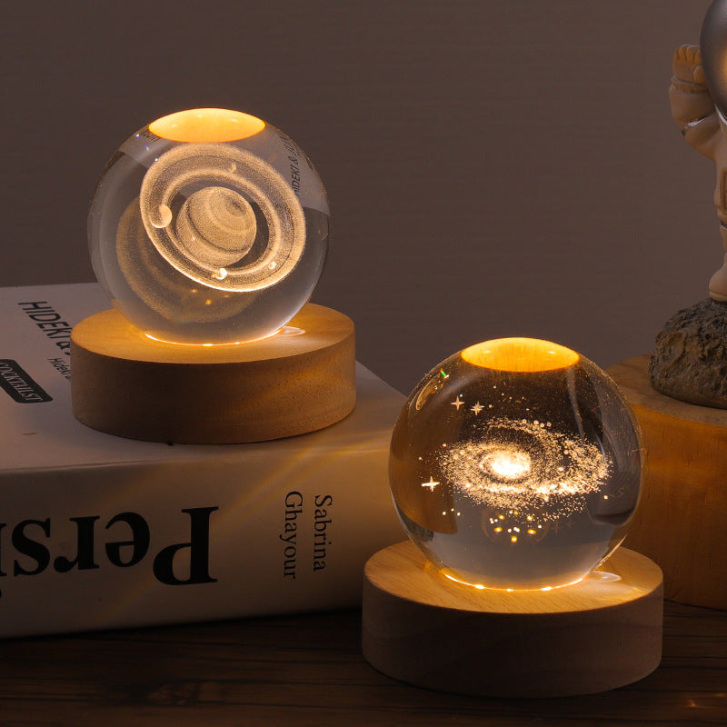 Crystal Ball Galaxy Night Light Decoration 3D Laser